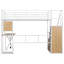 Lit mezzanine en métal avec poste de travail intégré, garde-robe, escalier de rangement et DEL-1226174821