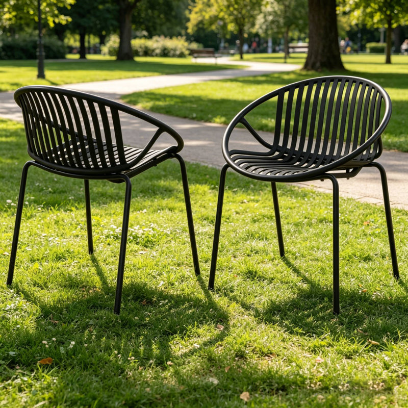 Ensemble de 2 chaises de patio empilables, Noir