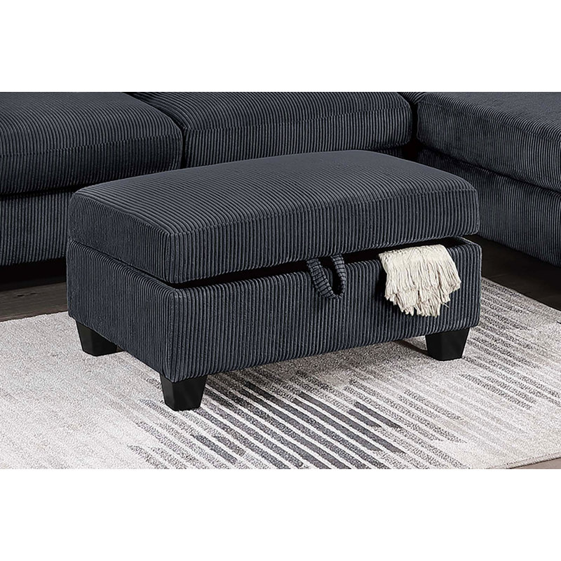 Contemporary Style 3Pc Sectional Set Right Arm Chaise Left Arm Sofa W/ Usb Port Storage Ottoman Throw Pillow Wooden Legs Primary Living Room