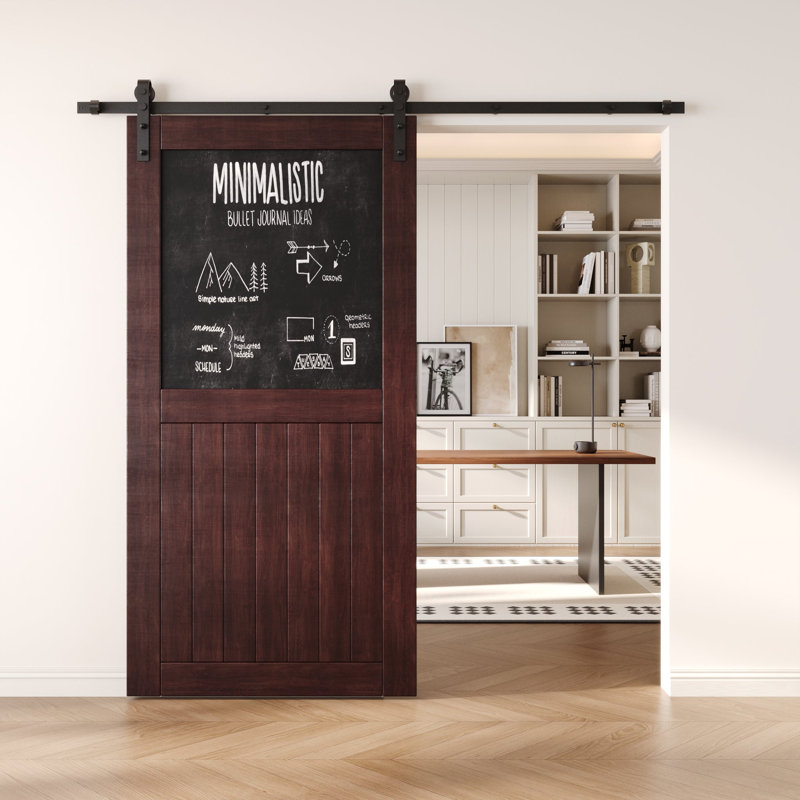 Porte de grange coulissante en bois massif non assemblé 32 x 80 de couleur rouge acajou, 32 po x 80 po
