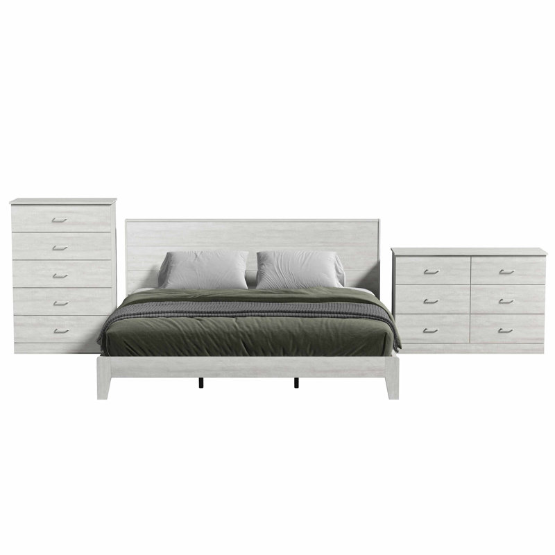 Allyannah 3 Pieces Bedroom Set, Dusty Gray Oak, King