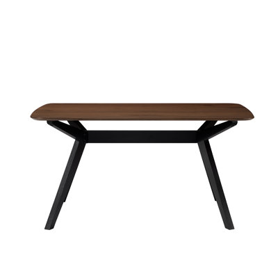 Rubber Wood Dining Table in Black and Dark Walnut Finish, 59-Inch Rectangular Kitchen Table