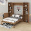 Grand lit escamotable avec tablettes et armoires