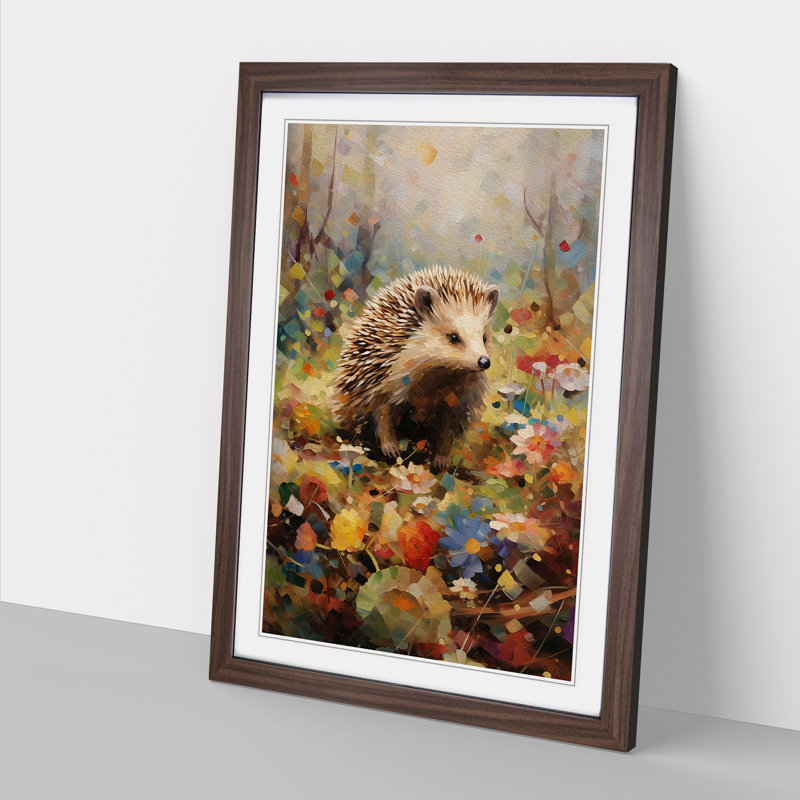 XYZ-FRM-V1223-3604 Hedgehog Impressionism No.2 - Single Picture Frame Print on Wood