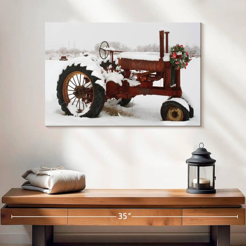 Tracteur de Noël, H 16 po x l 24 po
