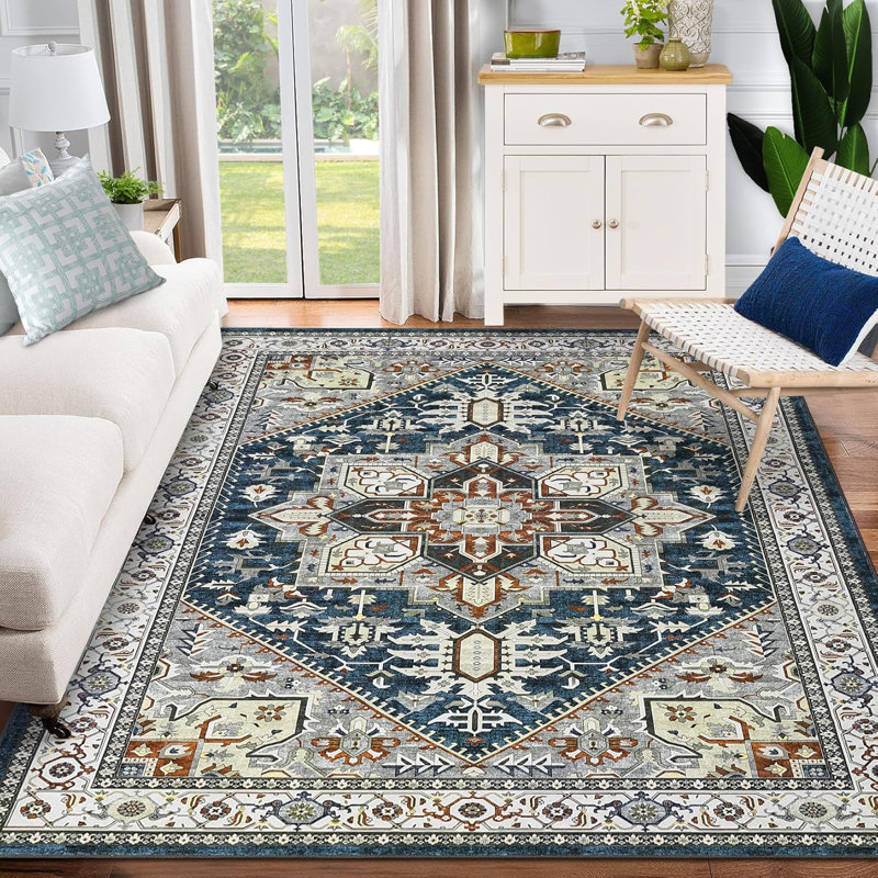 Tapis lavable à imprimé rétro, Rectangle 9 pi x 12 pi