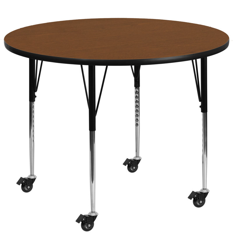 Table ronde mobile en stratifié Goddard, L 42 po x P 42 po x H 22,37 po à 30,5 po, Chêne