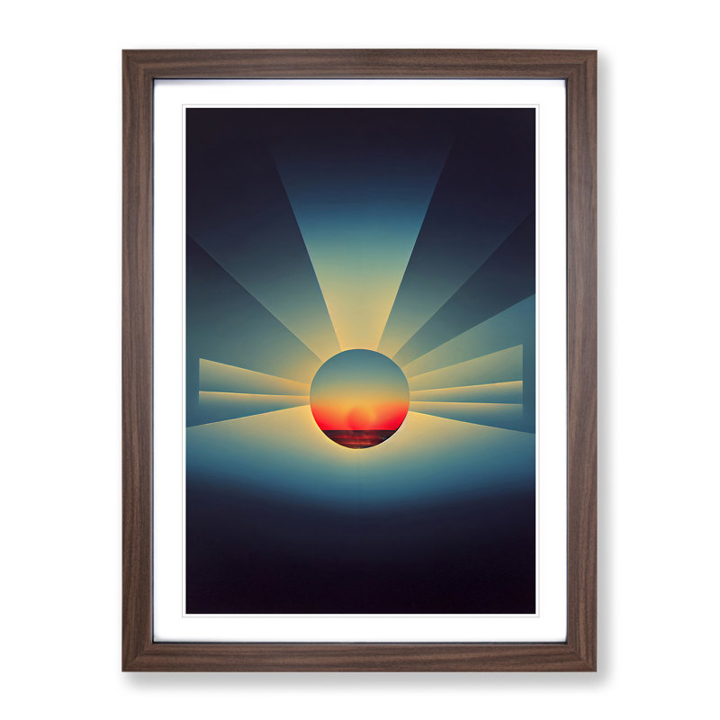 Urban Abstract Sunset - Wall Art, 48cm H x 36cm W, Walnut Framed Paper, White