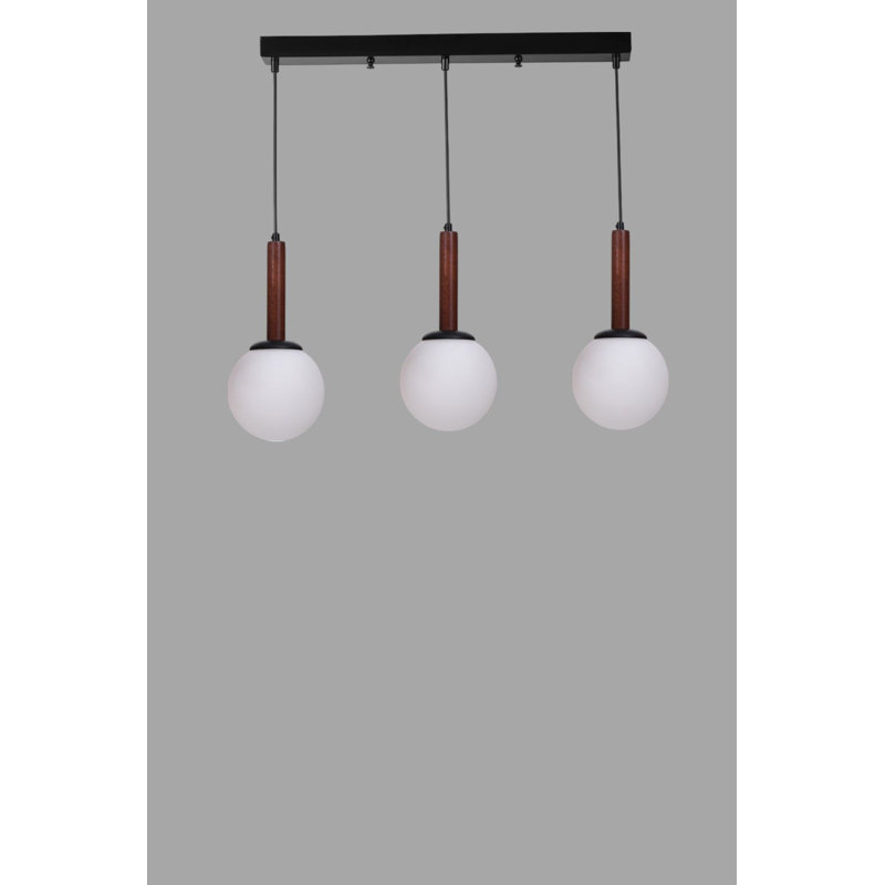Lustre, 3 niveaux, Blanc / noyer / noir, Trois lumières