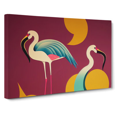 Flamingo Art Deco - Wrapped Canvas