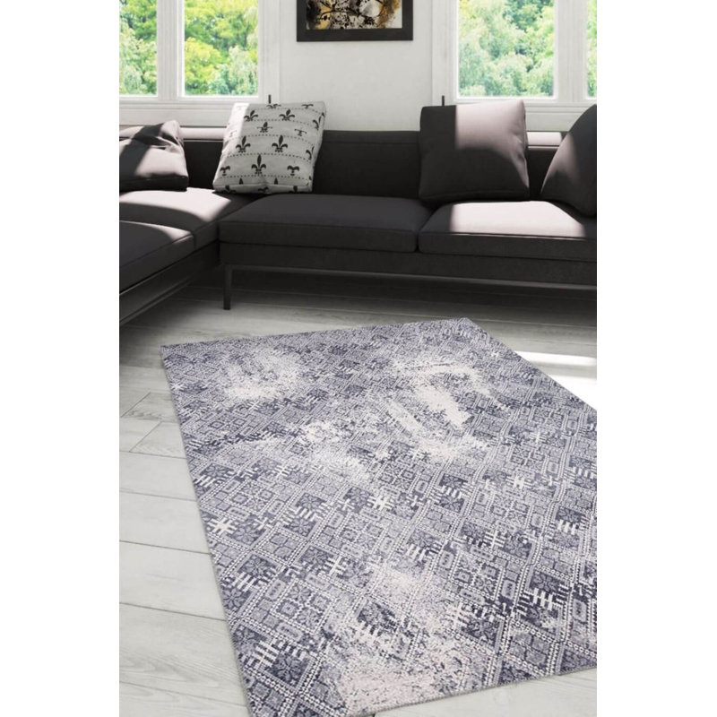 Tapis décoratif gris Ottilie, Rectangle 5 pi x 7 pi 7 po