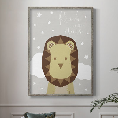 Stars Lion Framed Print - Solid Wood