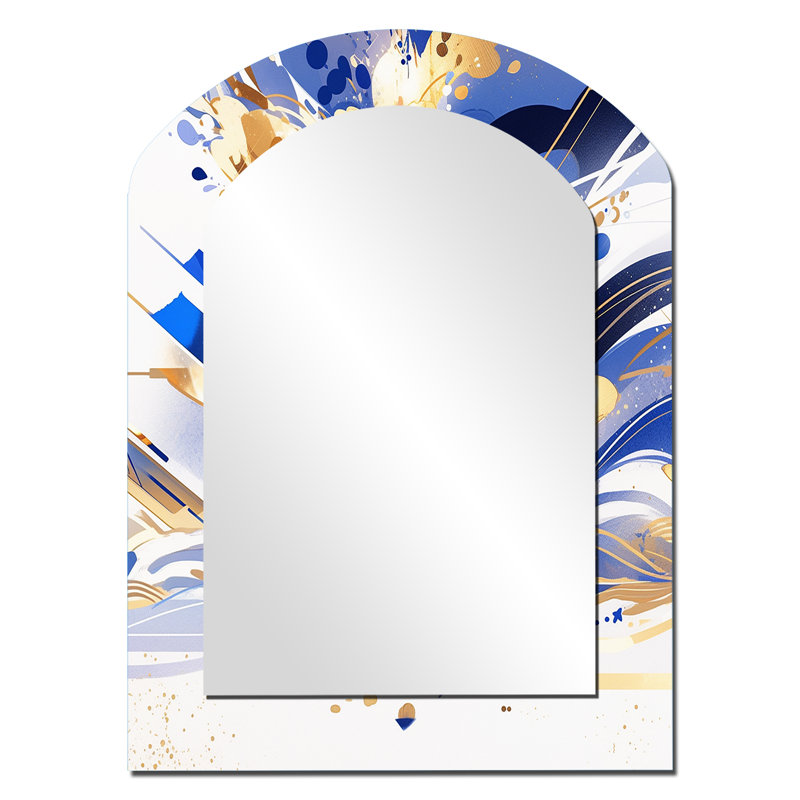 Miroir mural arche bleu et blanc, 34 po x 25 po