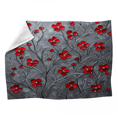 Jeté en molleton Fleurs - Jeté floral pour canapés ou lits