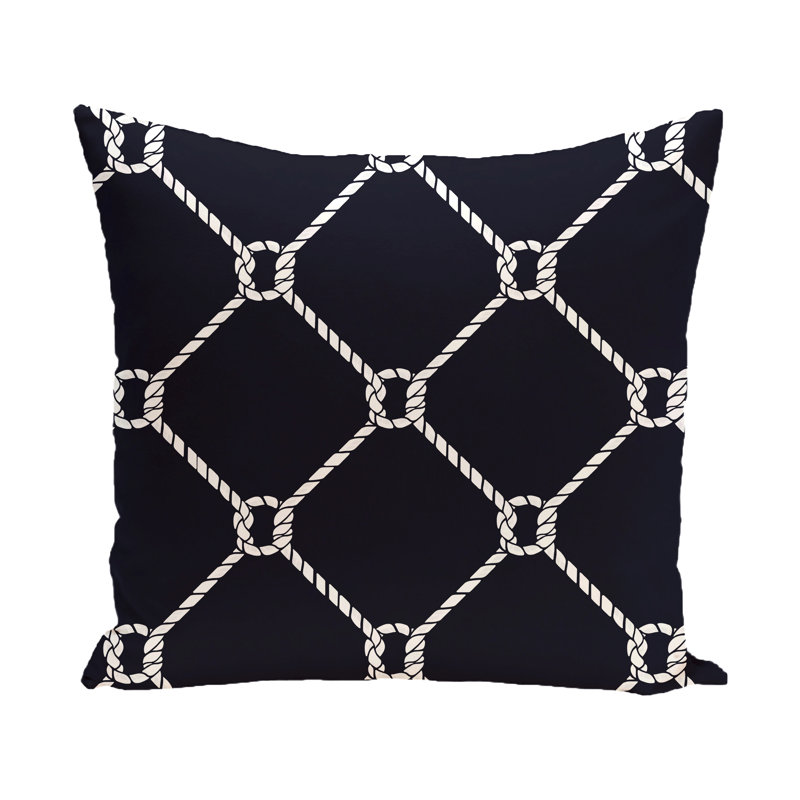 Coussin décoratif extérieur Nautical Nights Ahoy, Bleu marine, H 20 po x l 20 po