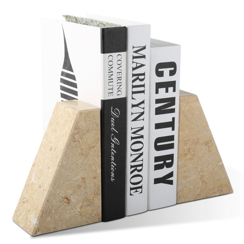Serre-livres en marbre (ensemble de 2), H 2,54 po x l 5,93 po x P 3,98 po, Jaune pâle