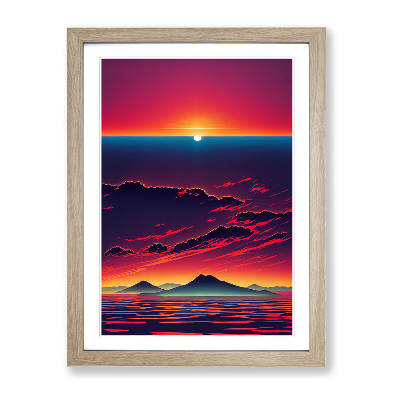 Seductive Sunset - Single Picture Frame Print, 34cm H x 25cm W x 2cm D, Oak Framed