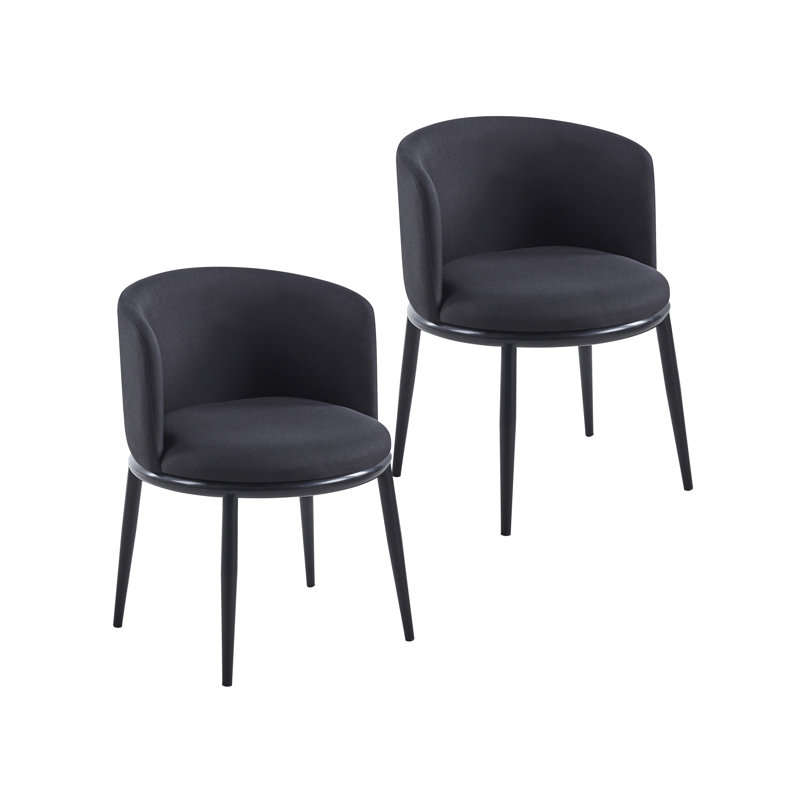 Chaise de salle à manger en tissu avec pieds en fer Swayzee, Noir