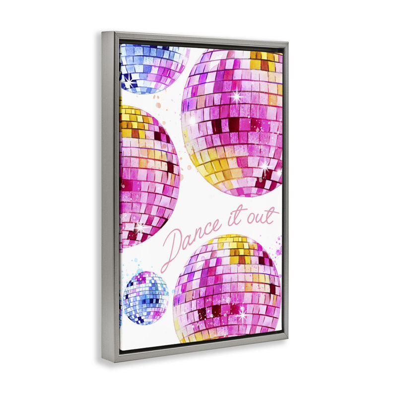 «Dance It Out Disco Balls», toile flottante encadrée par Enya Todd, Cadre flottant gris lustré, H 25 po x l 17 po