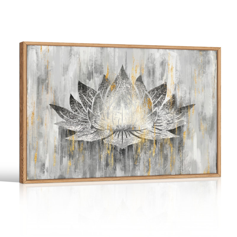 Ensemble de 1 tableau sur toile Lotus argenté, 24"H x36"W, Naturel