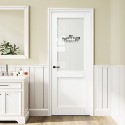 28" x 80" Half-Lite Frosted Glass Door, Privacy Glass Door Slab, Paintable & Waterproof, Suit for Laundry Door