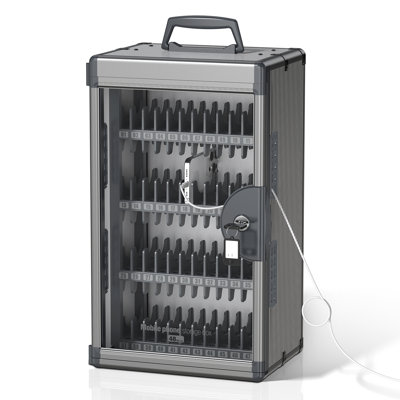 36 Slots Cell Phone Locker for Classroom with Key, Portable Mobile Phone Storage Box with Handle & Charging Hole, Phone Lock Box Wall Mounted for School (Black, 36 Slots)