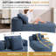 Canapé-lit 67,5 po en méridienne surdimensionnée en velours côtelé de 46 po pour le salon avec siège profond et deux coussins moelleux convertibles, bleu, sans assemblage requis