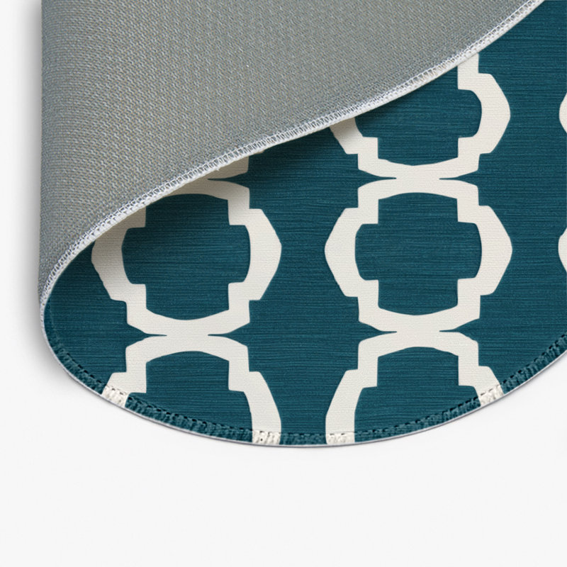 Tapis bleu intérieur et extérieur Trellis, Rond 5 pi