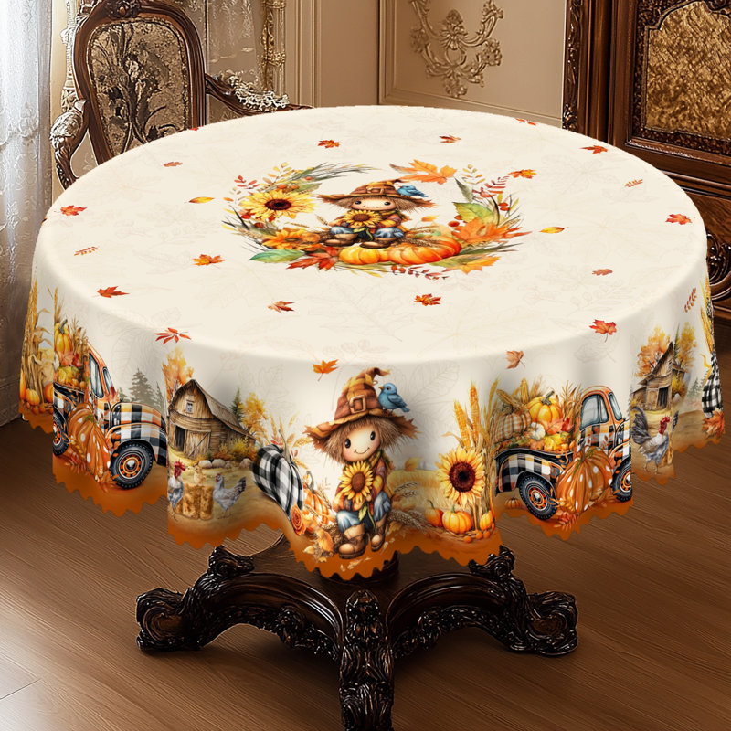Nappe en polyester 1pc Autumn Decor, Rond 60 po