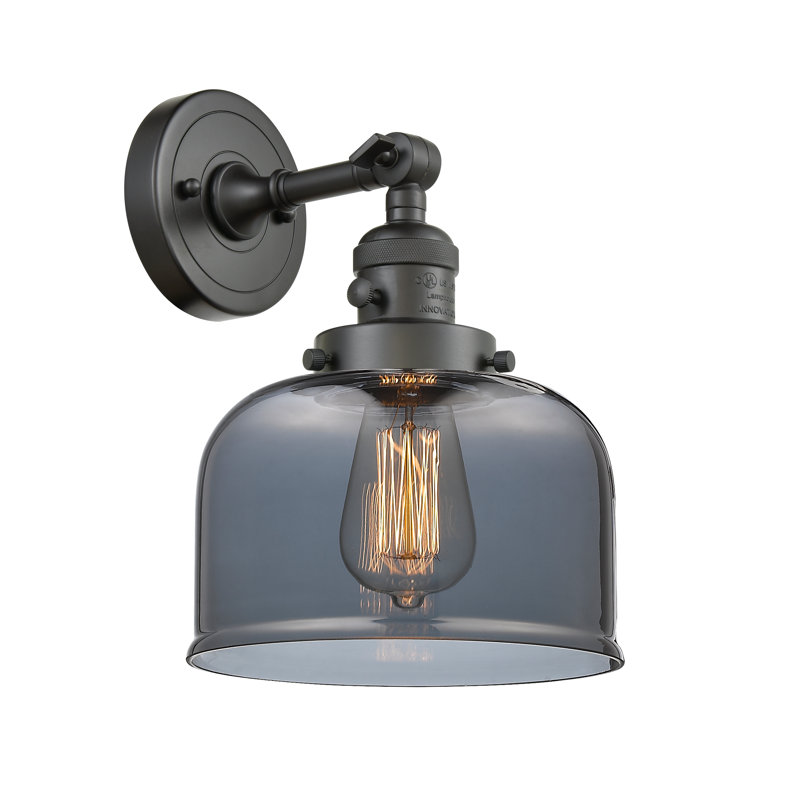 Applique murale 1 lumière 5 po Bell, Ampoule incandescente rétro 60 watts, Plaqué couleur fumée, Bronze frotté à l'huile