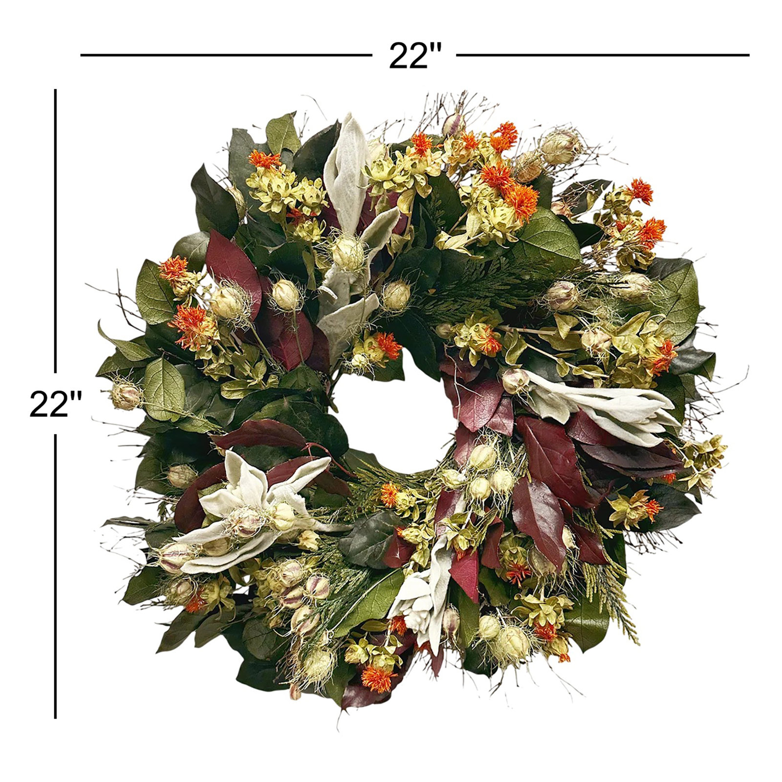 22" Handcrafted Fall Leaf Thanksgiving Wreath