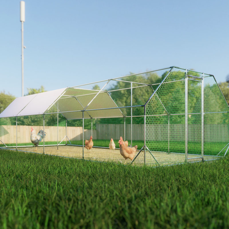 Poulailler en métal galvanisé - grand pour la volaille de ferme avec cage à poulets en filet