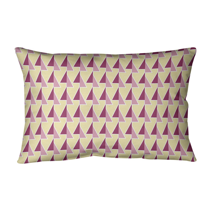 Coussin lombaire à motif de flèches changeées, H 14 po x l 20 po, Polyester / Bourre en polyester, Rose/jaune