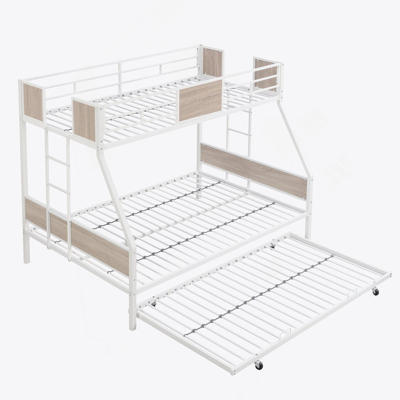 Lit superposé polyvalent en métal avec lit gigogne, échelle latérale et garde-corps, offrant beaucoup de rangement et un assemblage facile pour optimiser l'espace de la chambre à coucher