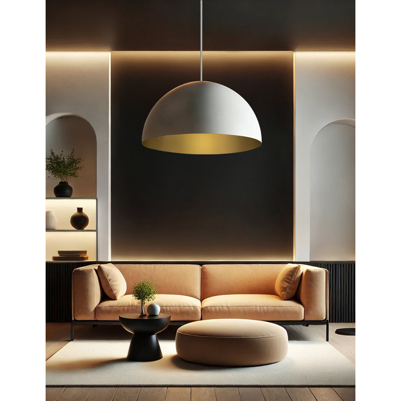 Luminaire suspendu dôme Elias - avec intérieur champagne doré - 6 lumières - L 31,5 po x l 31,5 po, Matte White