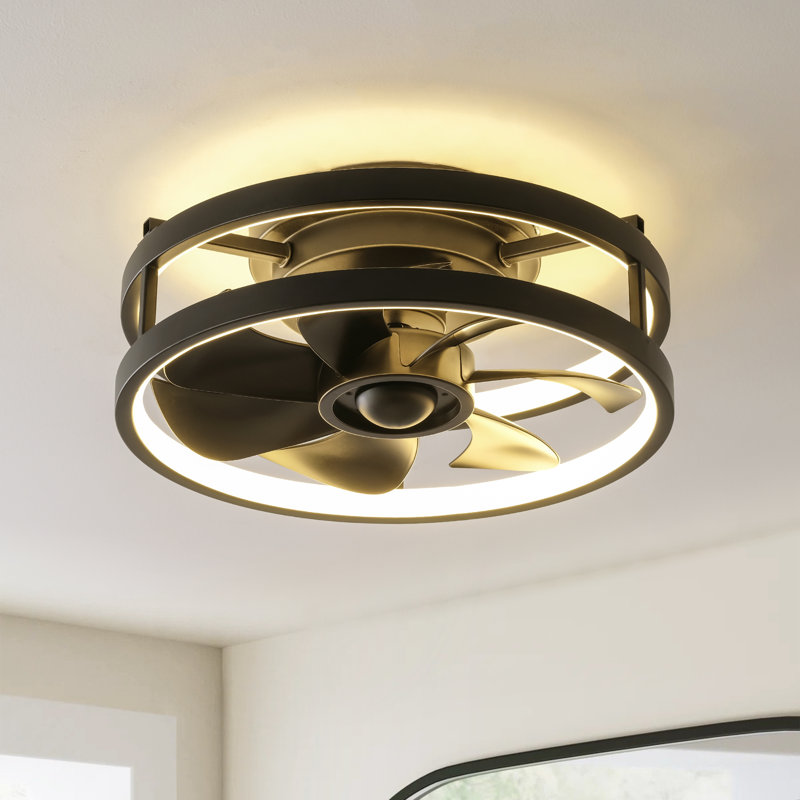 Ventilateur de plafond encastré moderne à 5 pales avec ensemble d'éclairage et télécommande Gurley