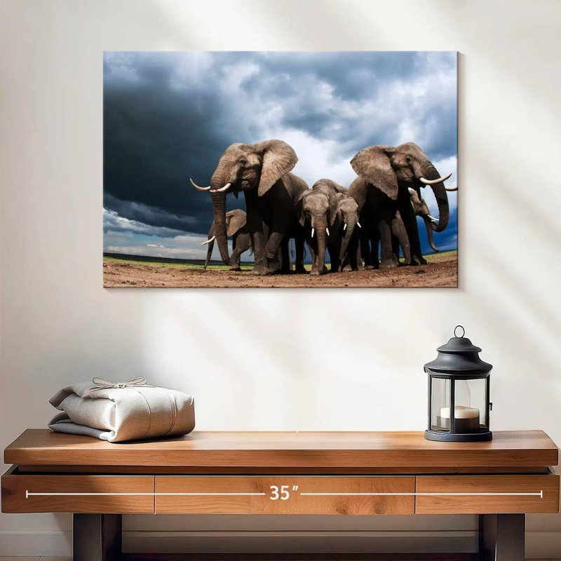 Brampt éléphants broutant, H 16 po x l 24 po