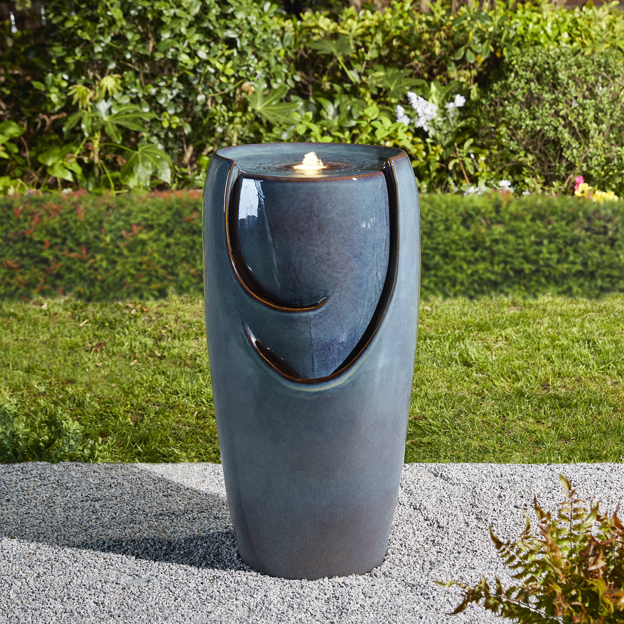Rorer Fountain, Turquoise, 29.25" H x 14.25" W x 15.25" D