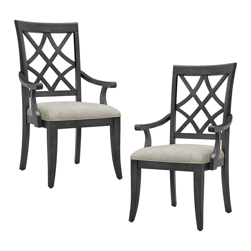 Chaises de salle à manger en bois d'hévéa avec accoudoirs Lejon