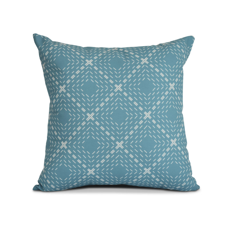 Upscale Getaway Geometric Reversible Throw Pillow, 16" H x 16" W x 3" D, Aqua