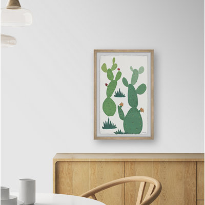 Vert cactus-reproduction d’art sur papier encadrée