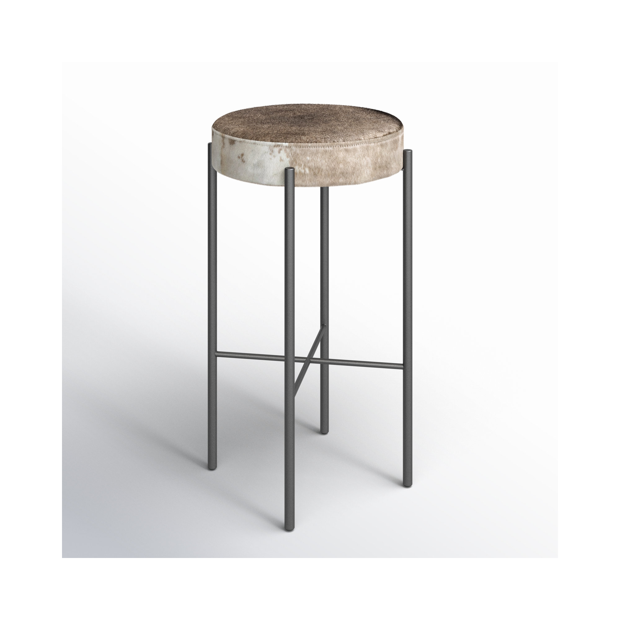 Eugenia Upholstered Bar & Counter Stool with Metal Frame, Speckled Hide - Brown, Bar Stool (30" Seat Height)