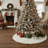 White Faux Fur Christmas Tree Skirt with Cable Knit Trim – Thick Plush Winter Holiday Tree Base Decor