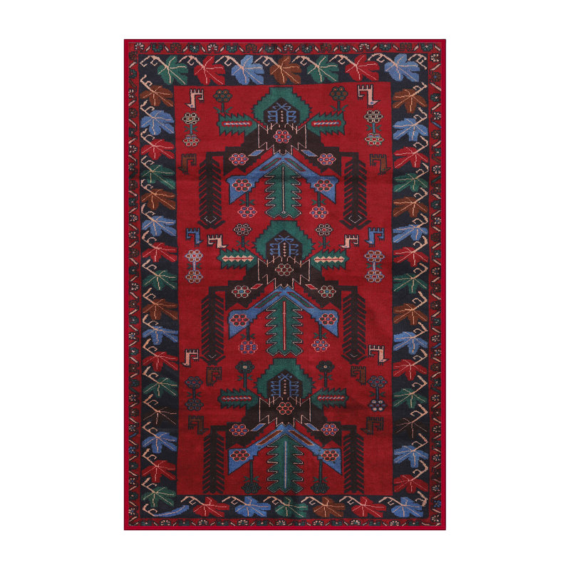 Tapis rouge / vert / bleu Southwestern, Rectangle 2 pi x 5 pi