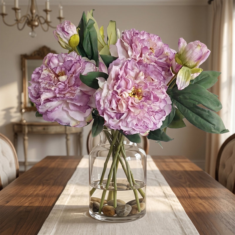 Ensemble de 5 tiges de pivoines artificielles réalistes, de fausses pivoines avec boutons pour le mariage, la maison et le centre de table