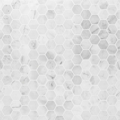 Carrara 2" Hexagon Marble Mosaic Tile