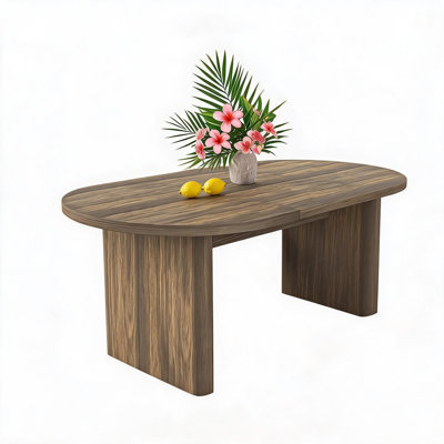 Table de salle à manger 62,99 "ovale, table de cuisine avec base en bois pour 4 à 6 personnes | Spacieuse, robuste, stable, belle, résistante aux égratignures, durable, facile à assembler, s'adapte à tous les styles de chaises, pieds robustes