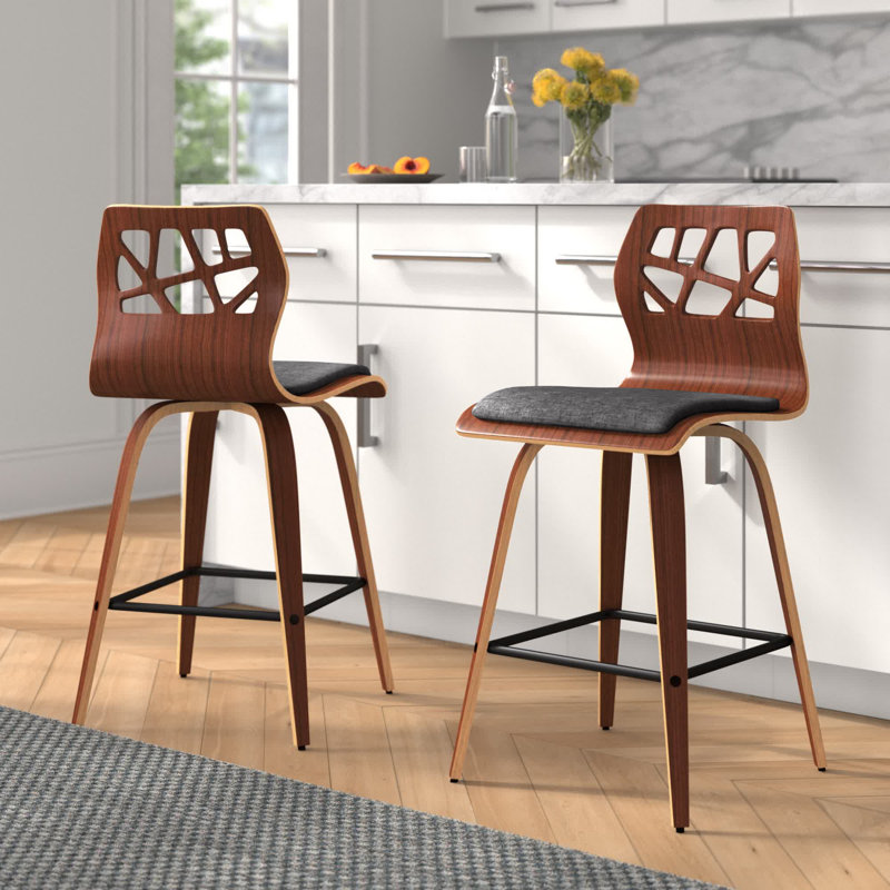 Allenhurst Swivel Upholstered Counter Stool, Charcoal