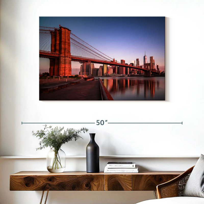 Lilie Brooklyn Bridge au lever du soleil, H 26 po x l 39 po