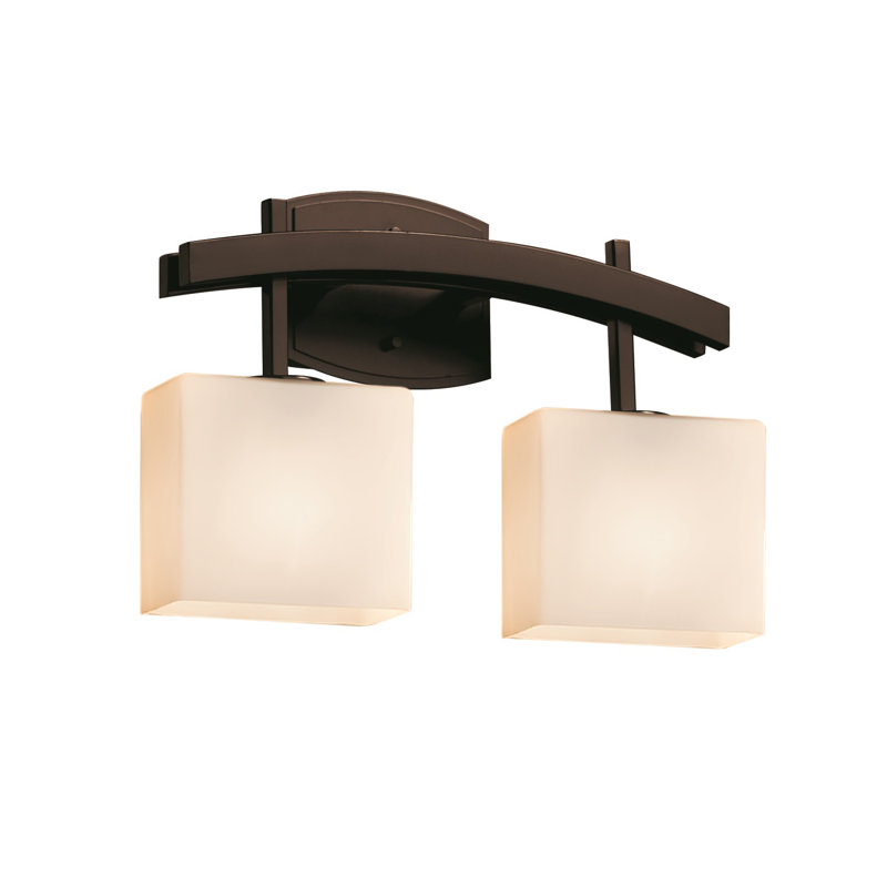 Barre d’éclairage de salle de bain 2 lumières Casson, Bronze foncé, Opale